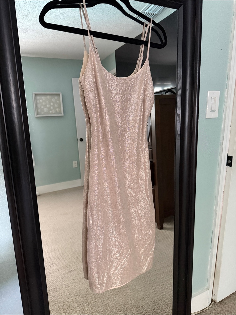 Lulu's Shimmery Blush Midi Slip Dress
